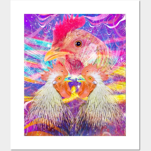 EDM Trippy Chicken Rave Wall Art by Random Galaxy